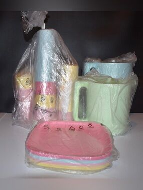 Tupperware Vintage Pastel Tableware Set - Pink, Blue, Yellow, Green